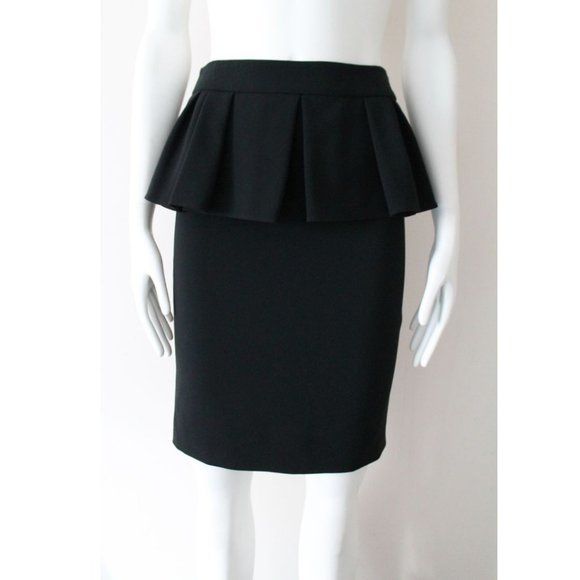Moschino Black Pencil Peplum Skirt Size US 4/ IT 38 Ruffle - Picture 1 of 8